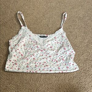 Floral Lace Trim Cami Top